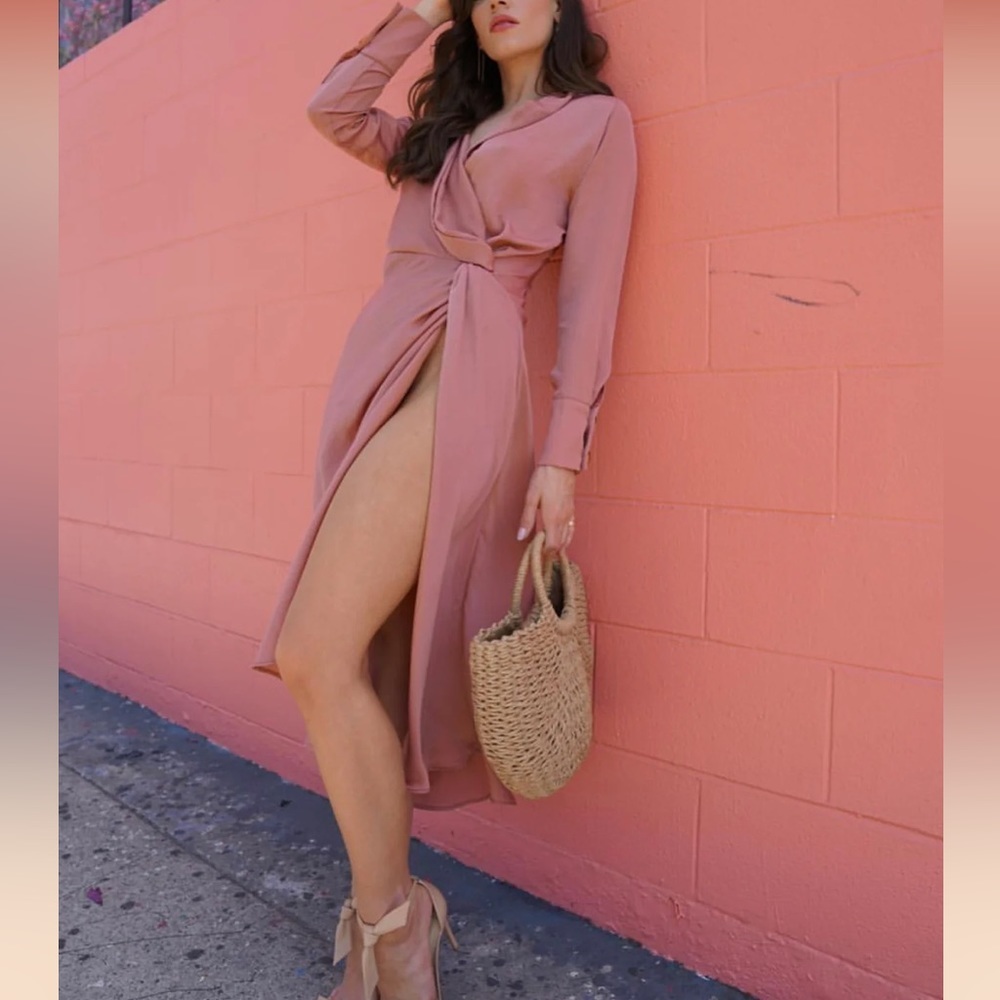 Saint Mojavi MAHARAJA WRAP DRESS wrap dress silk pink